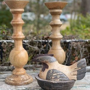 1 Mango wood 16 inch candle holder farmhouse decor